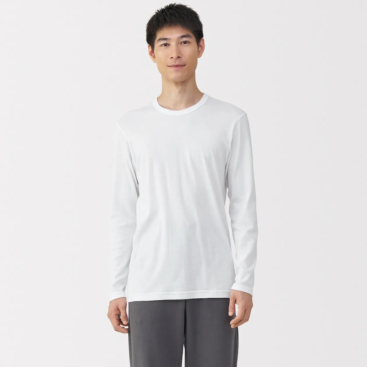 Hauts Et T‐Shirts|Sous‐Vêtements^Muji T‐shirt manches longues col crew en coton chaud pour homme