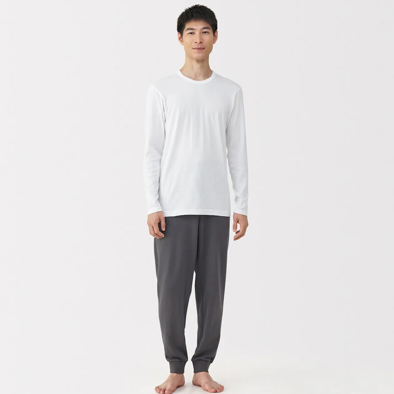 Hauts Et T‐Shirts|Sous‐Vêtements^Muji T‐shirt manches longues col crew en coton chaud pour homme