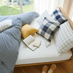 Lits^Muji Tête de lit plateforme double en chêne