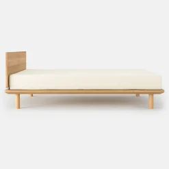Lits^Muji Tête de lit plateforme double en chêne