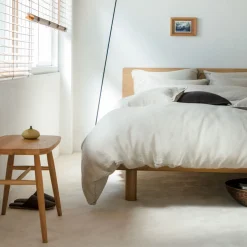 Lits^Muji Tête de lit plateforme double en chêne