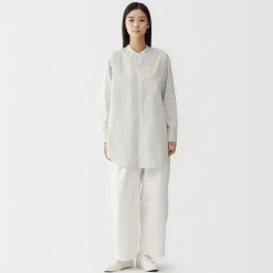 Robes Et Tuniques|Chemises^Muji Tunique à col montant en popeline de coton biologique pour femme