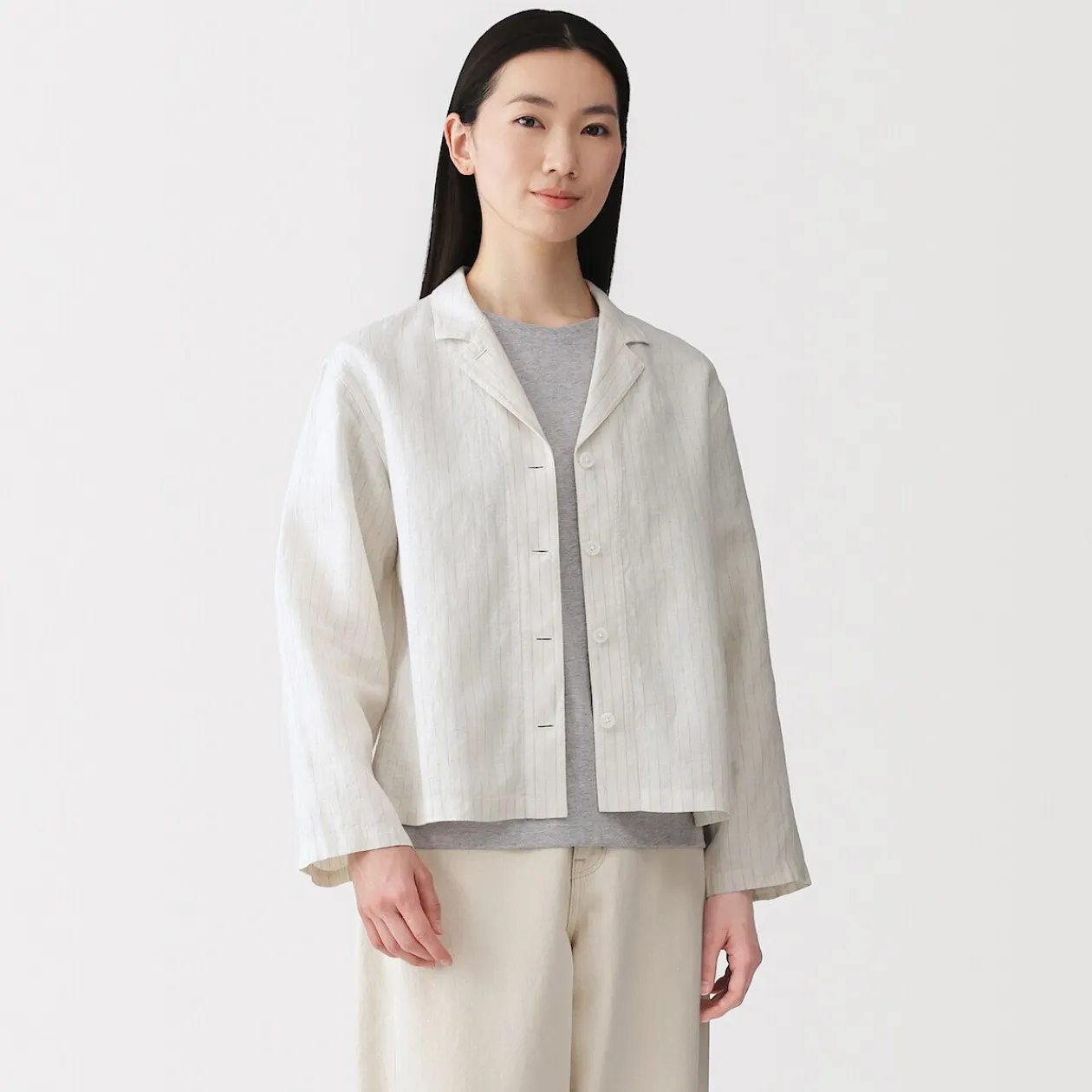 Vestes Et Manteaux^Muji Veste chemise en lin lavé pour femme