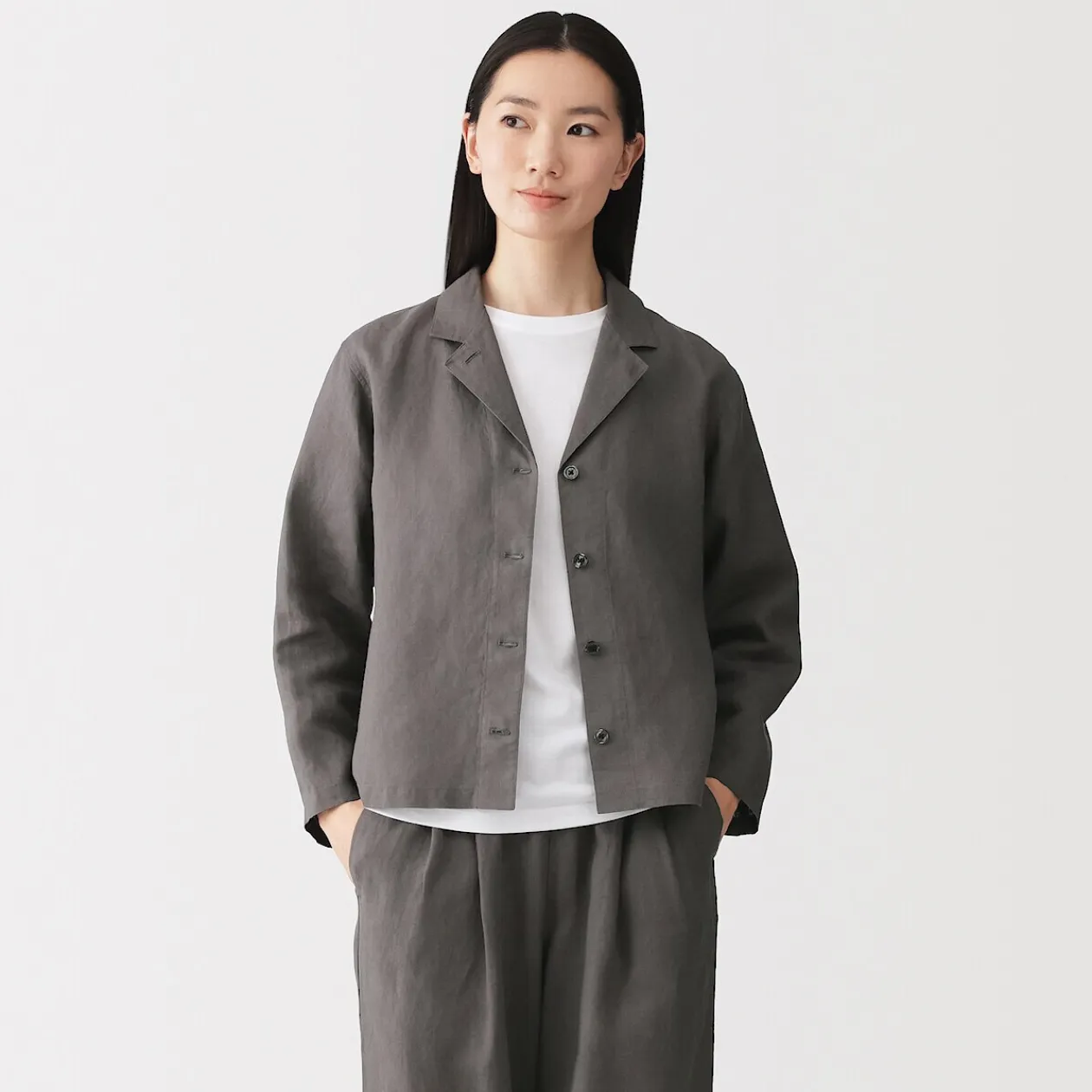 Vestes Et Manteaux^Muji Veste chemise en lin lavé pour femme