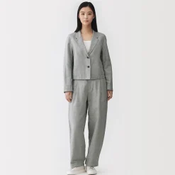 Vestes Et Manteaux^Muji Veste courte à chevrons en mélange de lin pour femme Gris