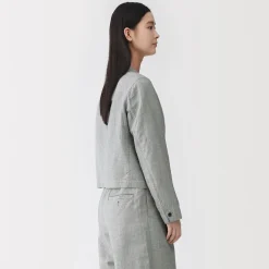 Vestes Et Manteaux^Muji Veste courte à chevrons en mélange de lin pour femme Gris