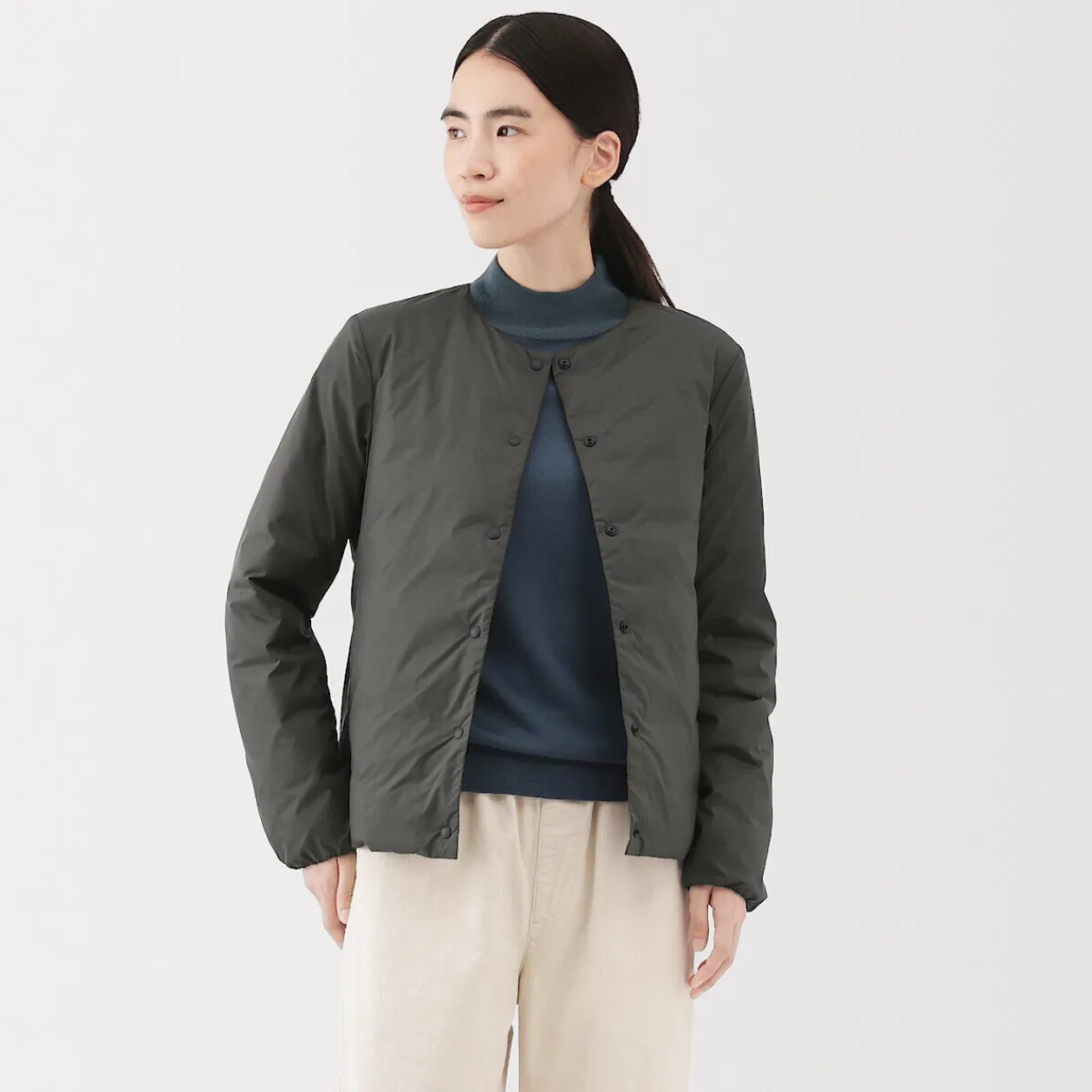 Vestes Et Manteaux^Muji Veste légère pliable en nylon recyclé sans col pour femme